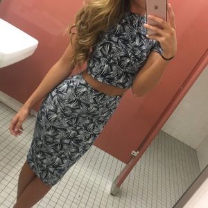 Palm Leaf Midi Skirt & Crop Top Set